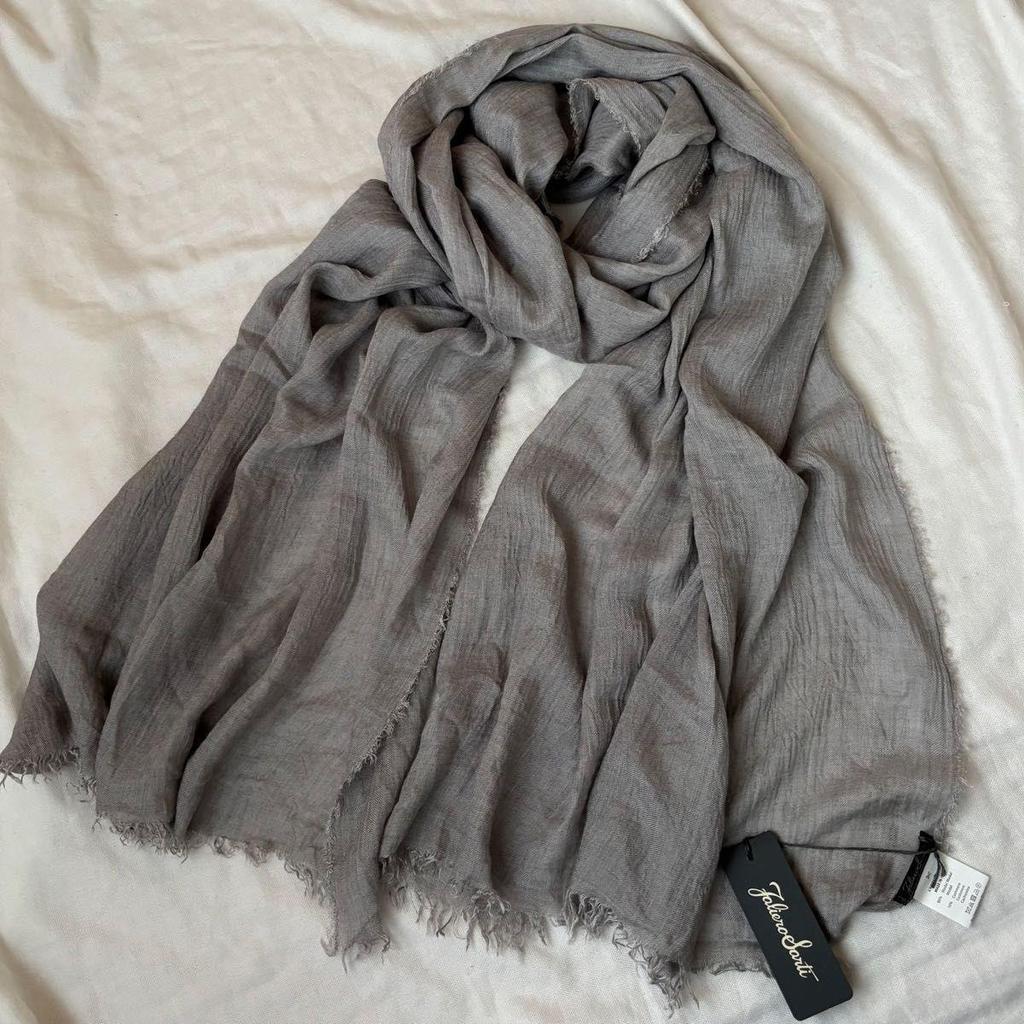 Used Faliero Sarti scarf, cashmere blend, gray, plain, spring, summer, lightweight