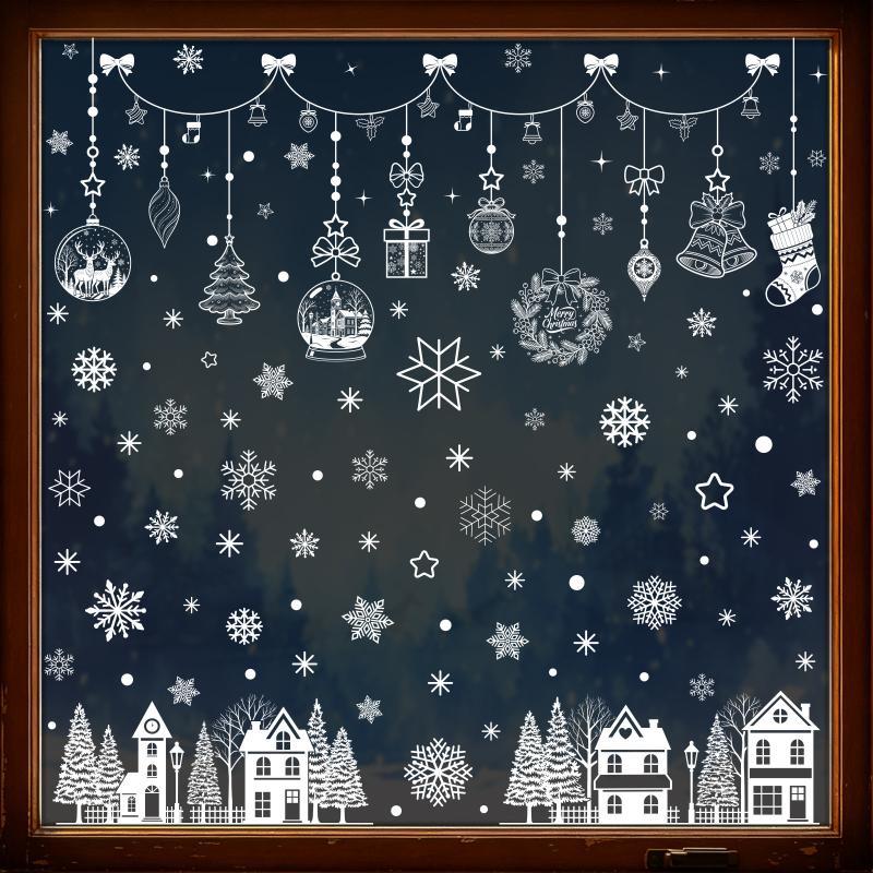 6 Pcs Christmas Window Stickers Wall Sticker Kids Room Wall Decals Merry Christmas Decorations For Home New Year Stickers
