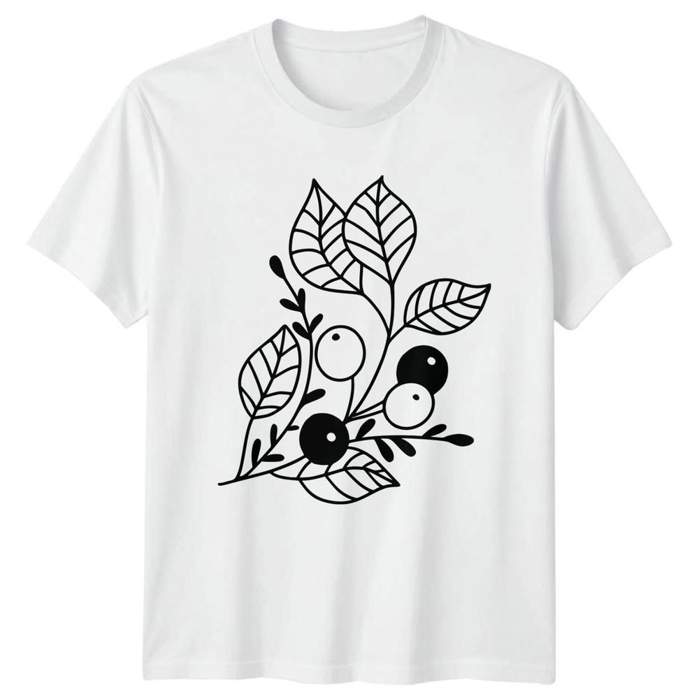 Minimalist Botanical Berry Foliage Line Unisexs TShirt Botanical Line Art S