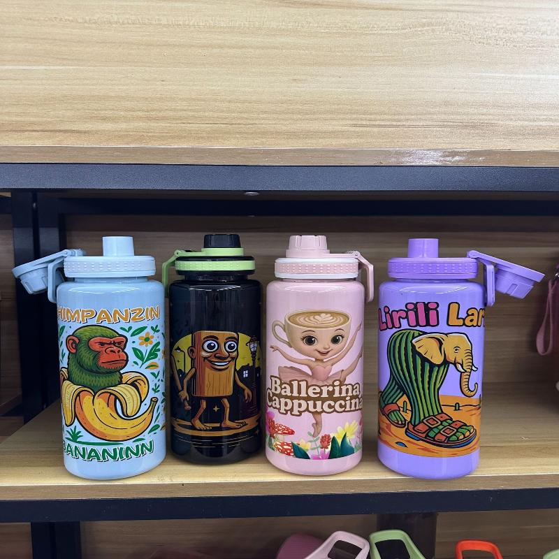 1000Ml Italian Brainrot Kid Water Bottle Tralalero Tralala Tung Tung Sahur Water Bottle Boys Outdoor Sports Water Bottles