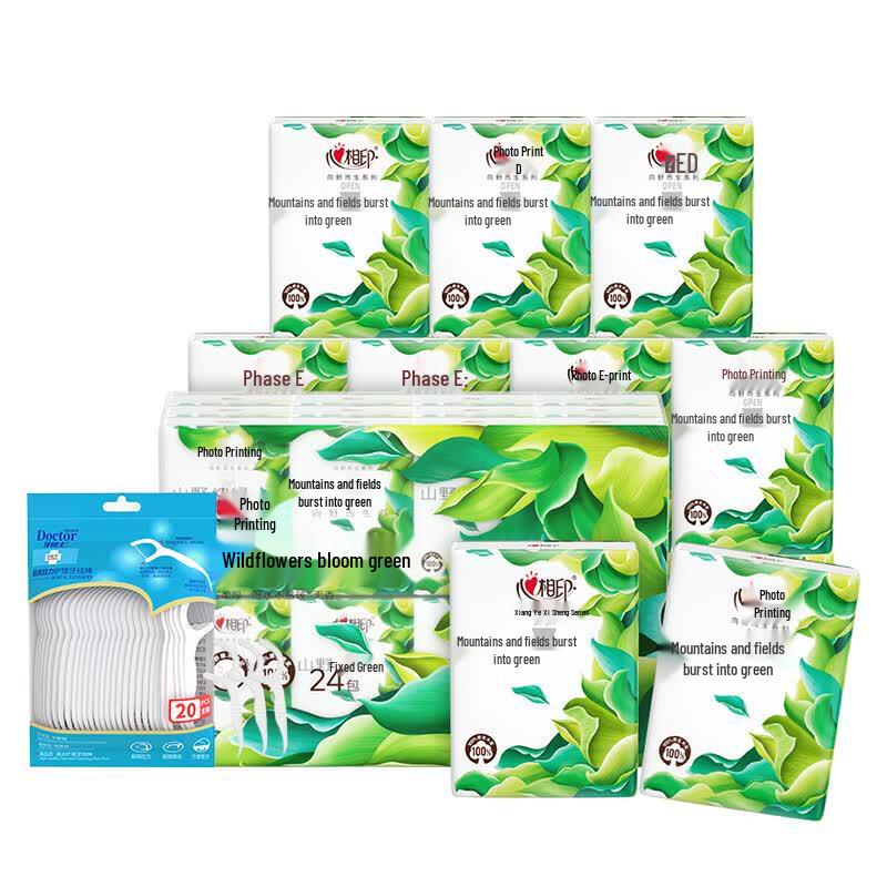 Dr. Tooth Dental Floss Picks & Kissun Handkerchief Tissues Bundle