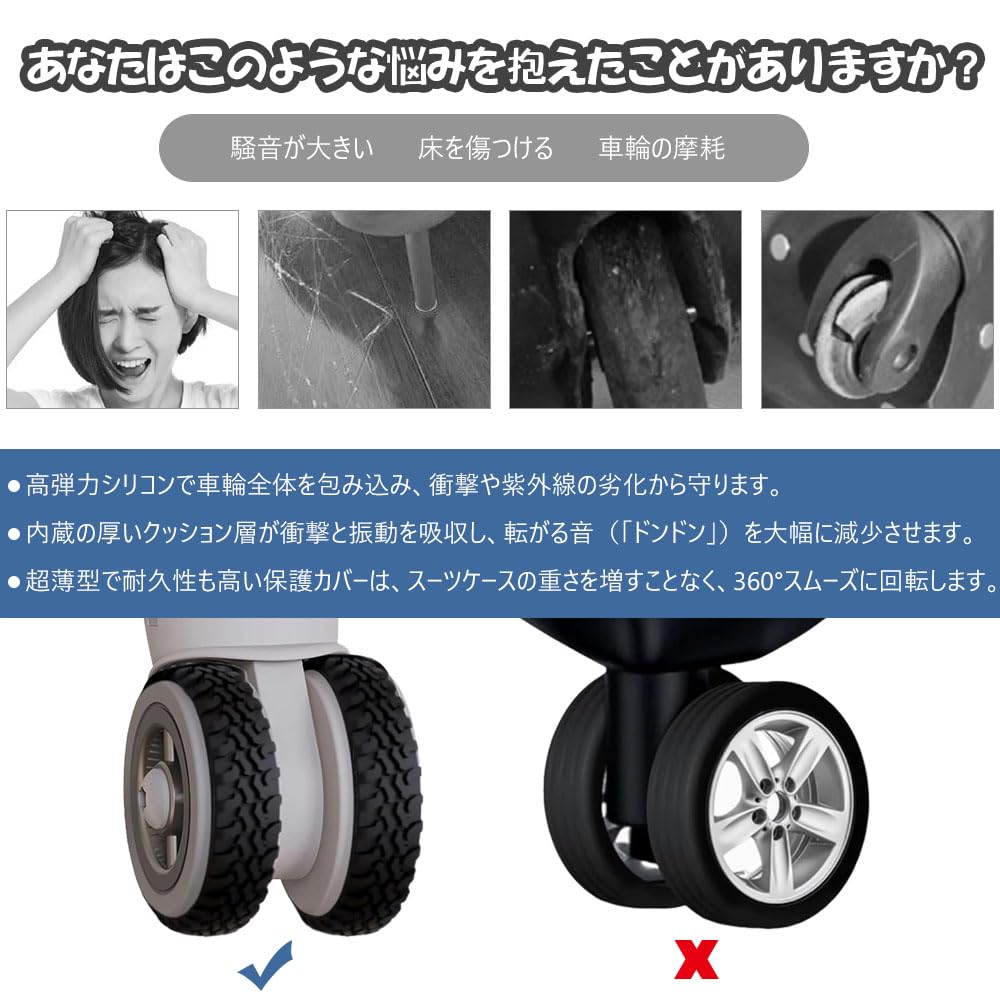 BOCAIDHK Caster Cover Suitcase Tire Cover, Set of 8, Strong