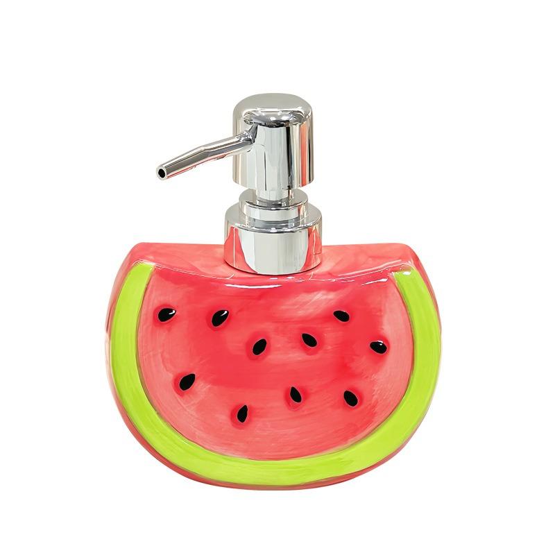 

Creative Watermelon Shape Lotion Bottle Ceramic Refillable Pump Dispenser Stylish Design for Bathroom Home Use High Appearance