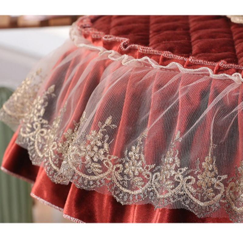 Red Lace Toilet Cover Set Universal Toilet Seat Cover and Water Tank Cover Quilting Design Waterproof and Stain Resistant Toilet Decoration Mats