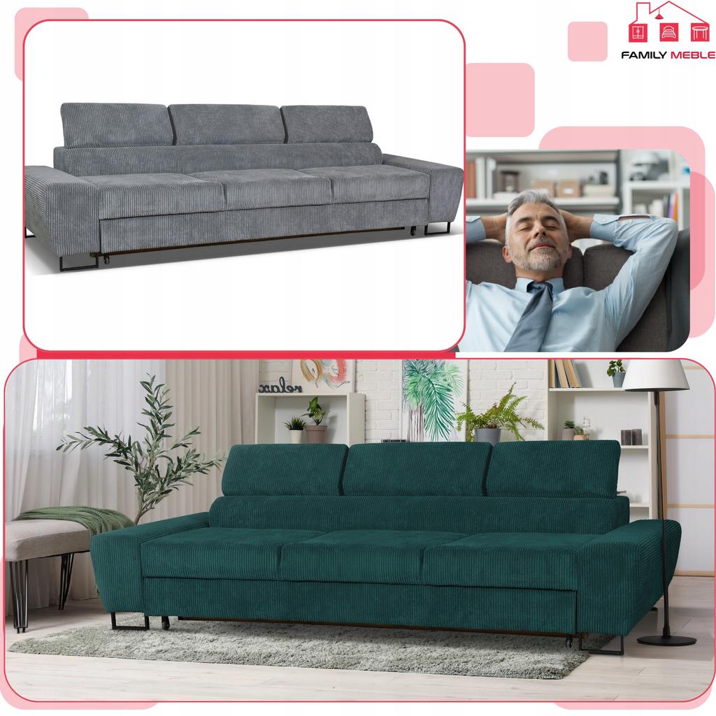 Sofa 3 Seater Sofa Bed with Sofa Bed. Savio Family Furniture Brown Corduroy