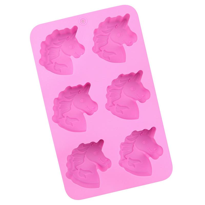 6 even Unicorn Silicone Baking Mold 3D Chocolate Pudding Molds Cupcake Pan Cake DIY Muffin Kitchen Tools
