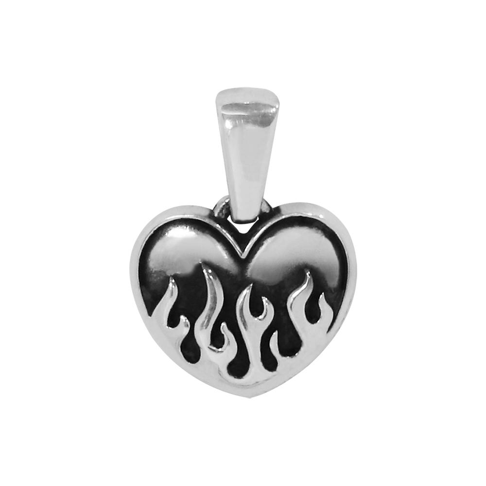 Anonymous Artisan Oldschool Flame Heart Pendant