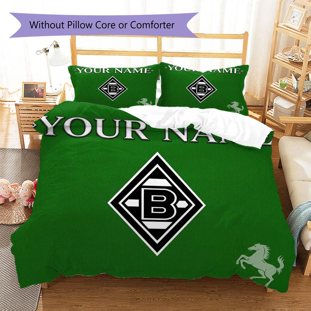 Borussia Custom Name Pattern Bedding,Quilt Set Quilt Cover Pillowcase Home Birthday Gift(1 * Duvet Cover + 2 * Pillowcase, Without Core)
