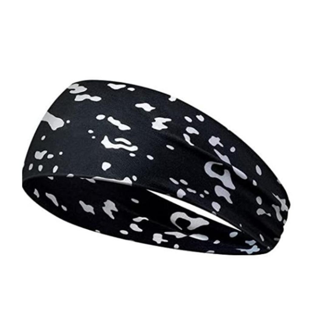 Unisex Elastic Cotton Sports Headband Sweat Absorbing Yoga Running Fitness Headwrap with Printed Pattern for Outdoor Exercise