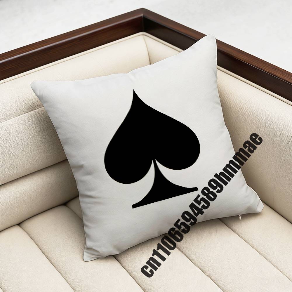 For Playing Cards Poker Red Heart Spades King Queen Throw Pillow Case Sham 45X45Cm 40Cm Square Car Pillowcase Pad Cushion Cover