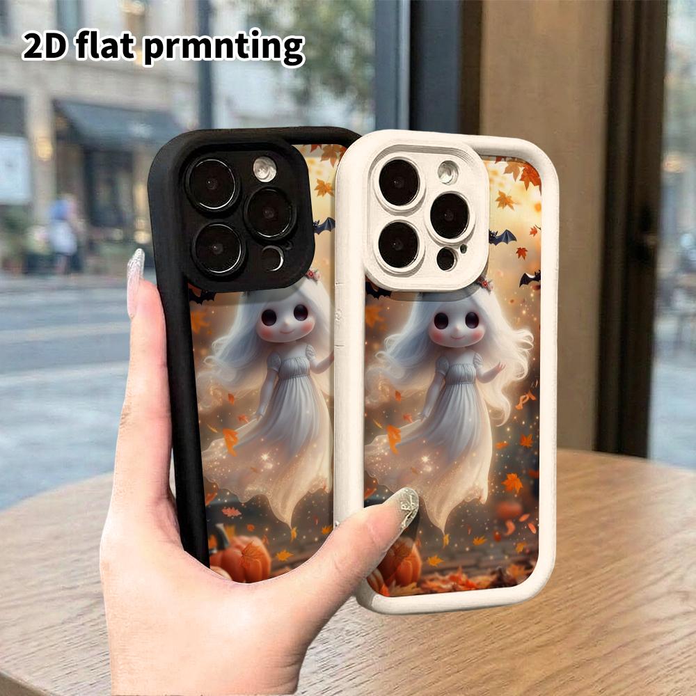 Phone case: 2D flat, fits iPhone 18 17 16 15 14 13 Pro protective case, ghost girl, perfect Christmas and Halloween holiday gift