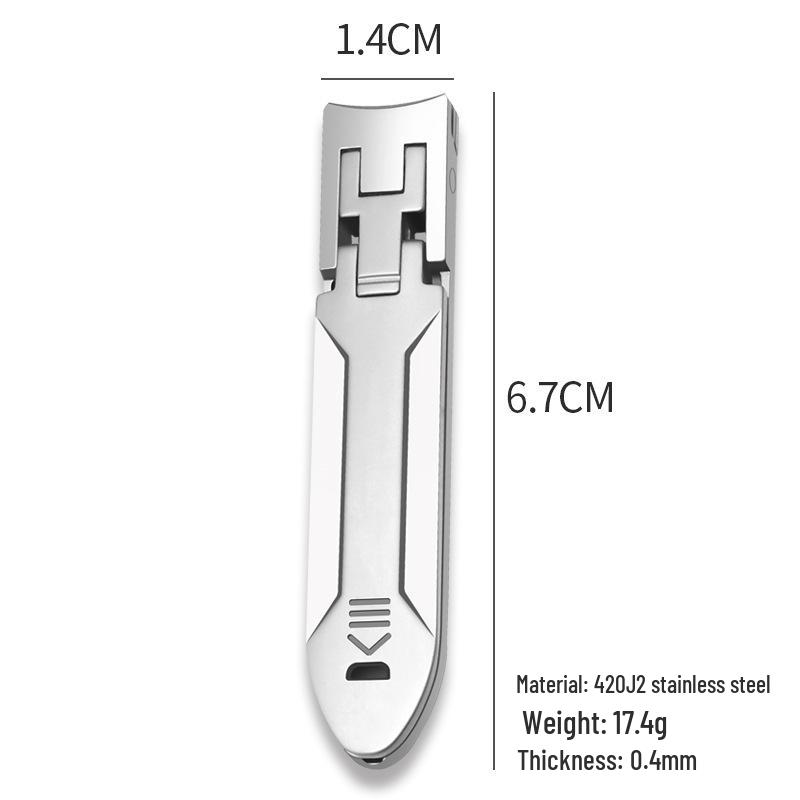 Ultra-Thin Stainless Steel Folding Nail Clipper - Lightweight, Portable, Single Pack with Keychain
