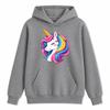 Survêtement Fille Licorne - Sweat à Capuche et Pantalon Bleu Marine Taille 3 à 14 ans - Gris