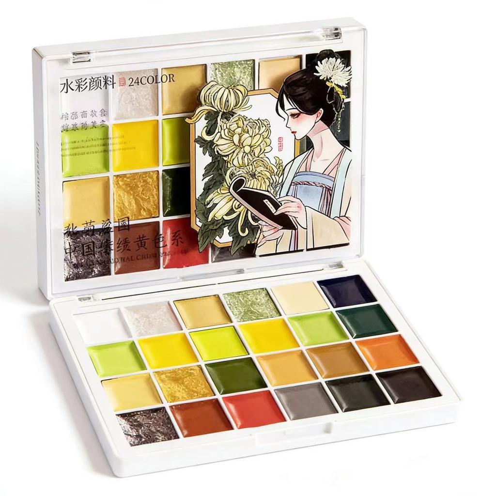 24/72/144 color 2ml solid watercolor paint sketching set for beginners, portable, complete set of art supplies for students