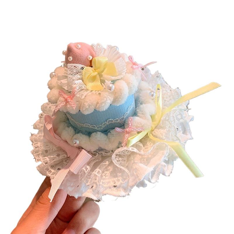 Cute Pink Cherry Cake Hat Hairpin Girl Heart Party Atmosphere Photo Decoration Props Birthday Headdress Gift
