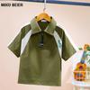 Children's Trendy Color Block Polo Shirt, Short Sleeve, Breathable Casual Top for Middle and Big Kids