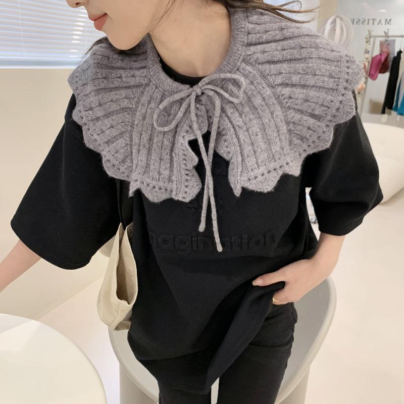 

Вязаная шерстяная маленькая шаль летняя на улице с кондиционером вешалка для комнаты на плечо рубашка женский шарф поддельный воротник кукольный воротник 60-80cm