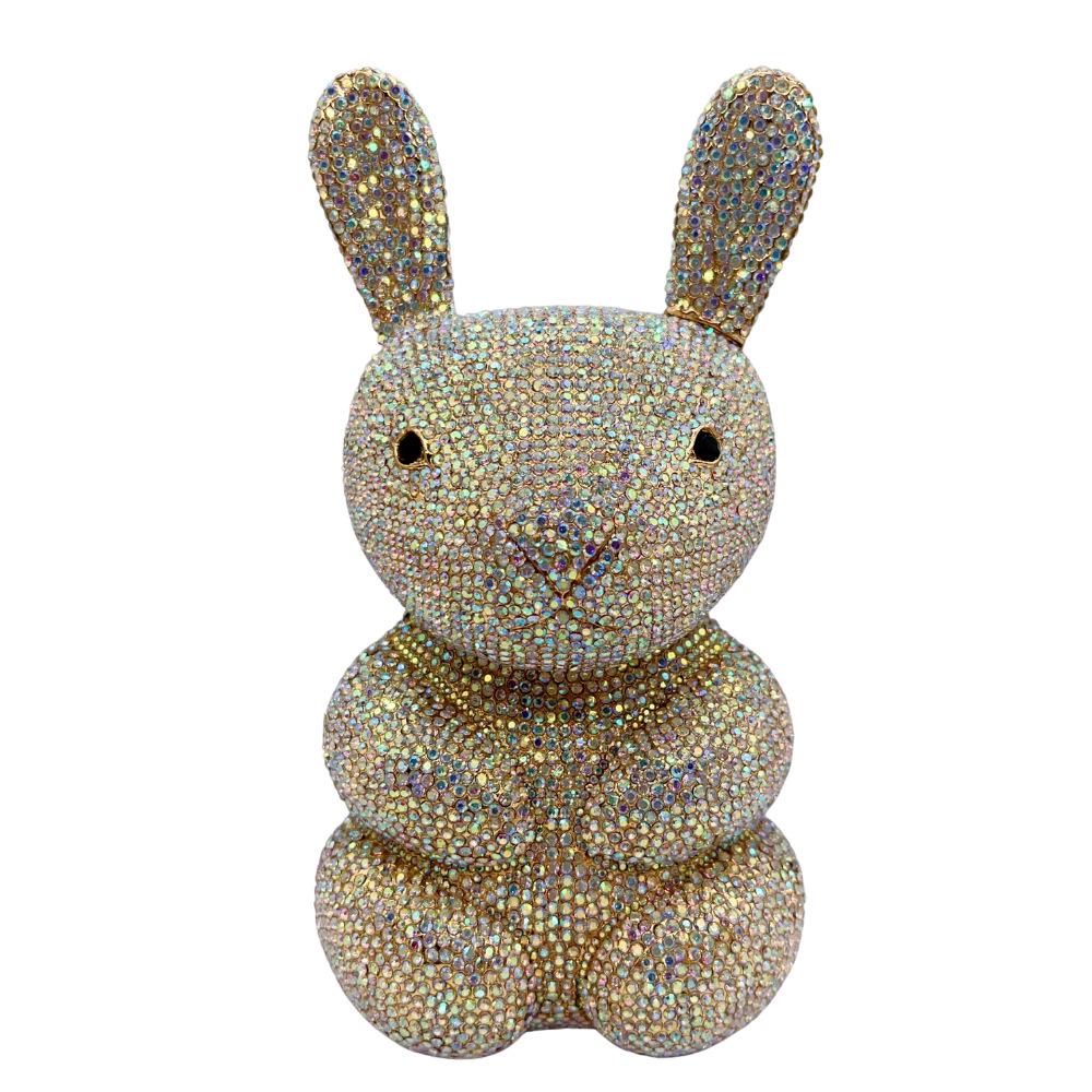Rhinestone Rabbit Evening Clutch - Elegant Crystal Bag for Parties & Banquets