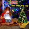 23-Inch Mini Christmas Tree with Lights, Star Topper & Ornaments for Desk or Office Holiday Decor