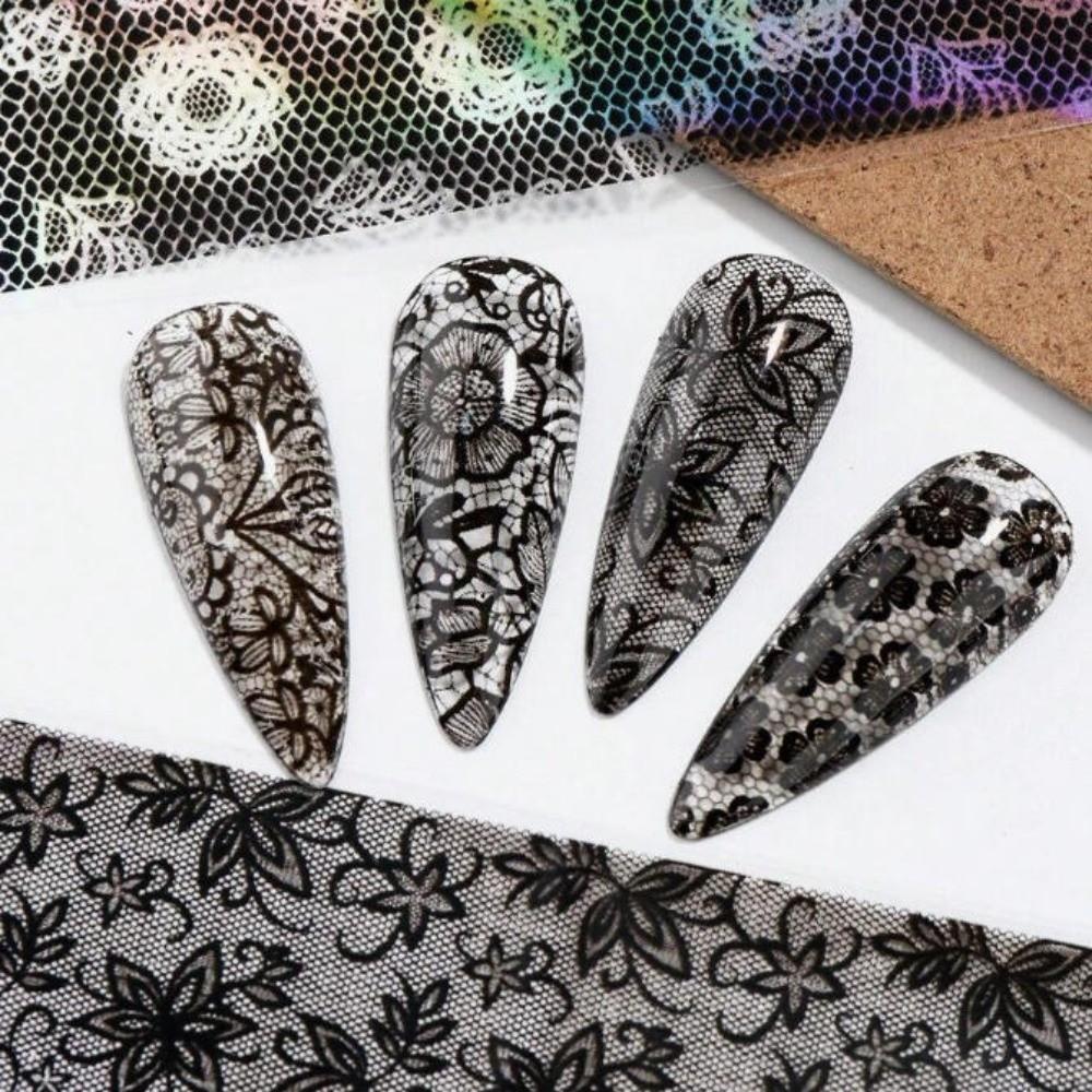 Leopard Print Nail Stickers Lace Design Nail Decals Fashion Nail Decorations  Nail Decoration