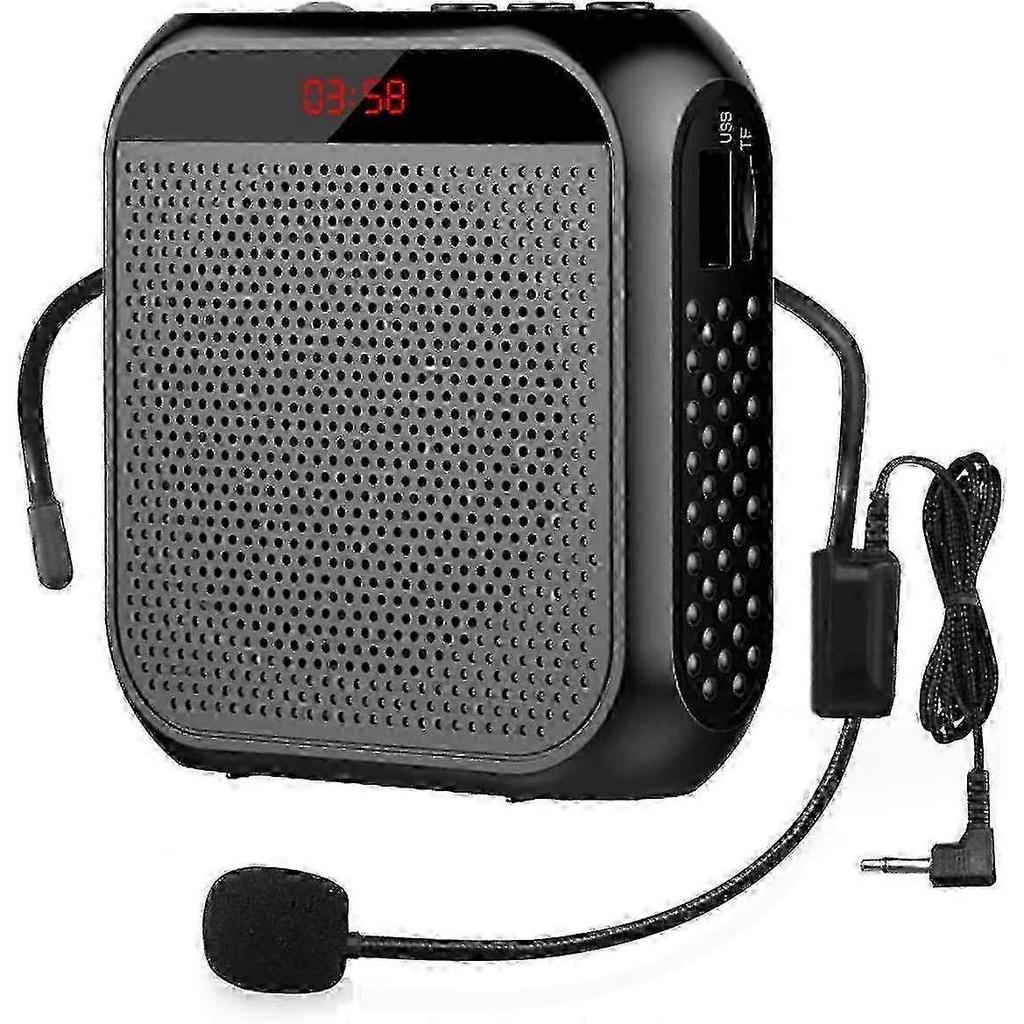 Rechargeable voice amplifier with wired microphone black