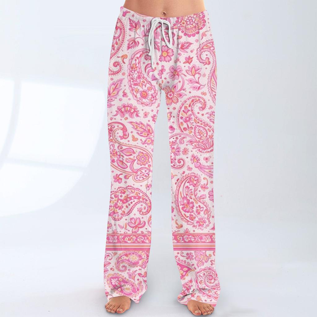 Women's Fashion Loose-Fit Drawstring Elastic Waist Casual Printed Pants