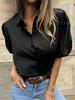 Damen Hemdbluse mit Kragen und Puffärmeln, zum Knöpfen, elegant-lässiges Sommeroberteil