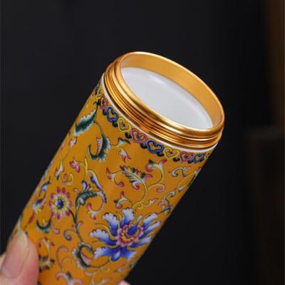 Boîte à thé vide en céramique Style chinois Mini boîte d'emballage à thé Anti-humidité Exquis pot à thé Emballage pour feuilles de thé