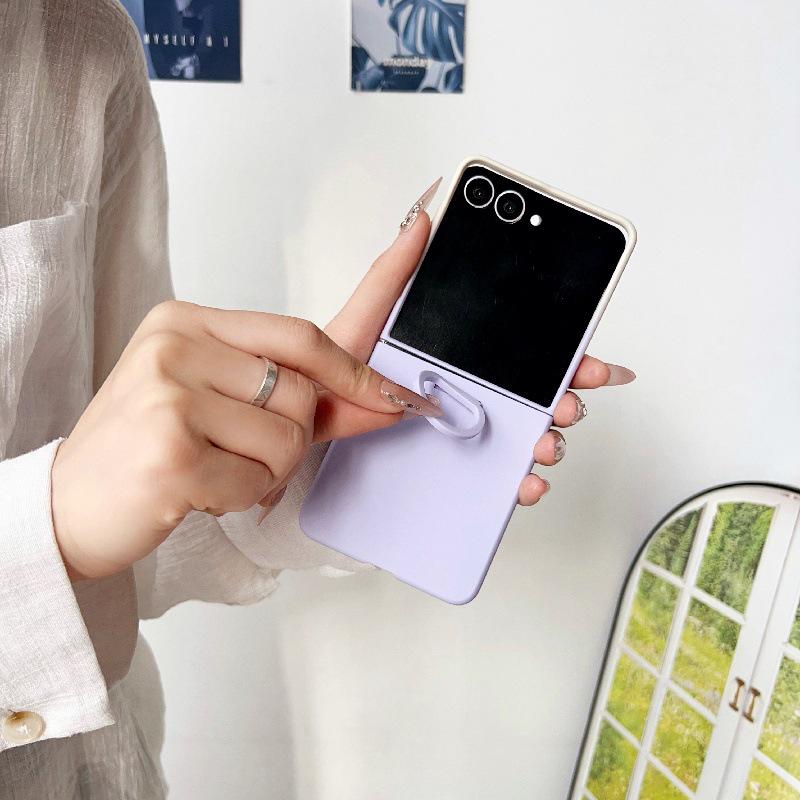 Fashion Macaron Solid Color Anti-Drop Ring Case for Samsung Z Flip7