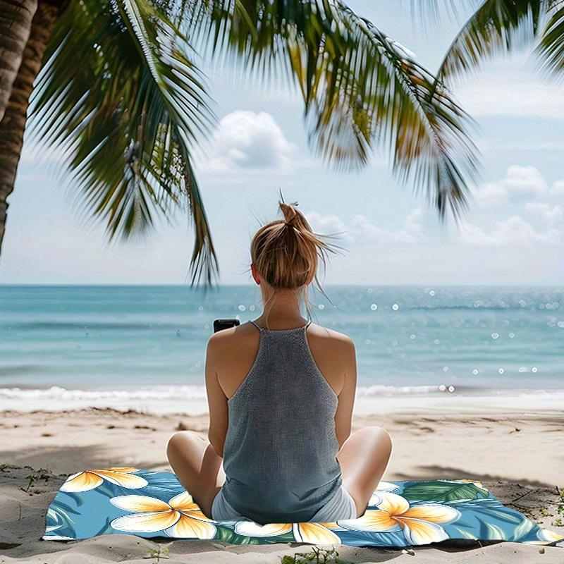 Floral Art Beach Towel for Summer Vibes, Vibrant Botanical Print Quick-Dry Sand-Free Microfiber Bath Towels for Yoga and Swim