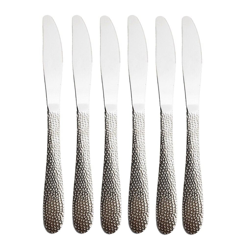 

6 шт. роза, обеденный нож, набор столовых приборов, столовая посуда из нержавеющей стали, набор столовых приборов, кухонная посуда, набор столовых приборов, ножи для стейка 6pcs серебряный