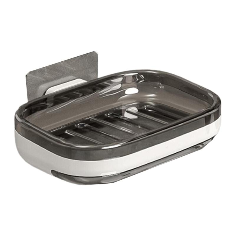 Renters Friendly Bathroom Shelf Soap Dish Holder 1 or 2 Tiers Wall Mount Strong Adhesive Backing Waterproof Surfaces Easy Cleaning