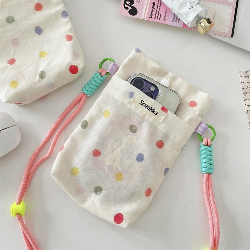 1 Color Polka Dot Lanyard Mobile Phone Bag, New Out Mobile Phone Storage, Portable Sundries, Change Bag, Female