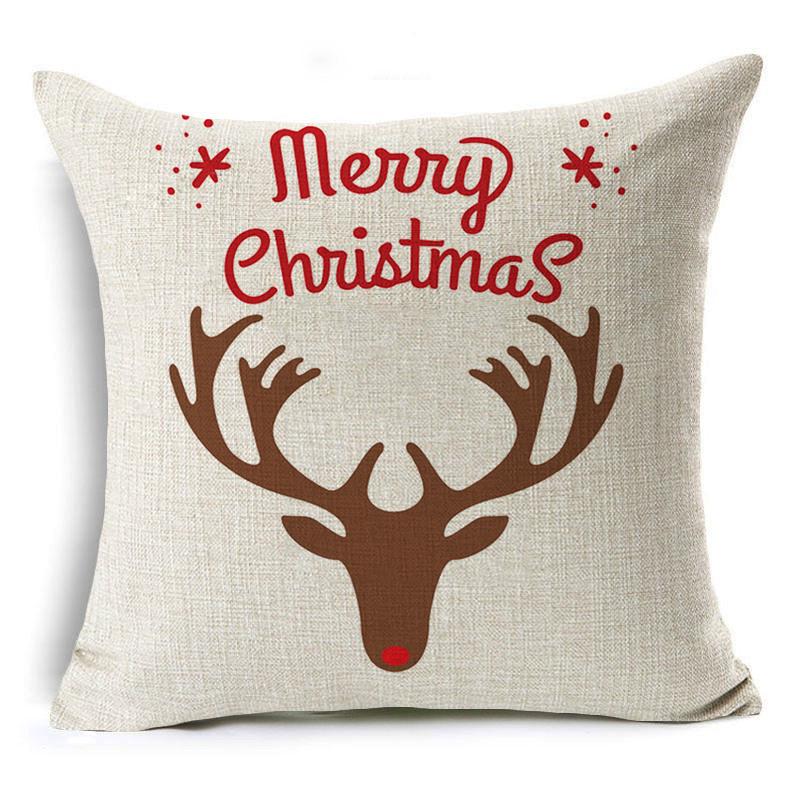 New Year Christmas Gift Elk Letter Sofa Cushion Linen Pillow Car Pillow Cover Premium Durable Quality Useful Practical