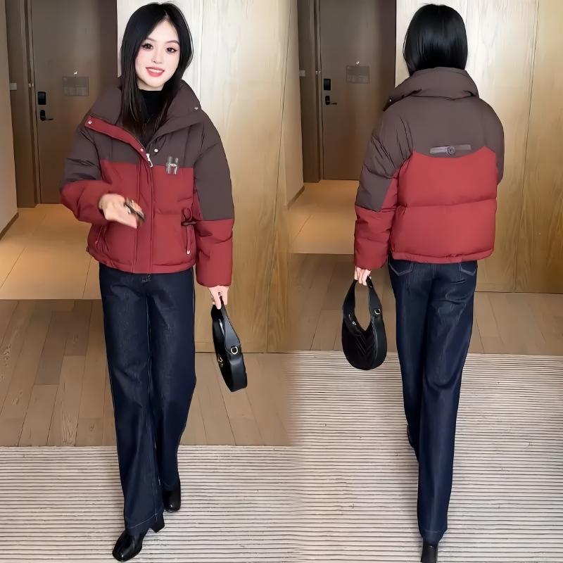 Down Cotton-padded Clothes Women's Short New Contrasting Color Cotton-padded Clothes Casual Loose Warm Cotton-padded Jackets Jacket Batch
