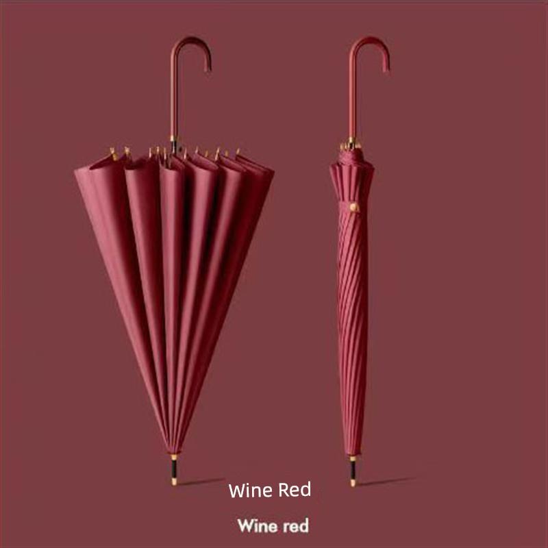 Japanese-Style Fresh and Simple Sunshade Umbrella, Dual-Use for Sun and Rain, Student Color Scheme, Leather Handle, 16-Rib Umbrella, Promotional