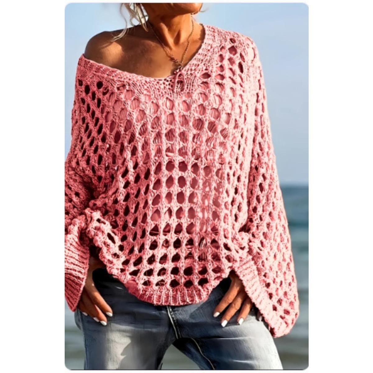 

Сексуальный ажурный трикотаж, рубашка от солнца, трикотаж для отпуска, женская верхняя пляжная накидка весна-лето XL розовый