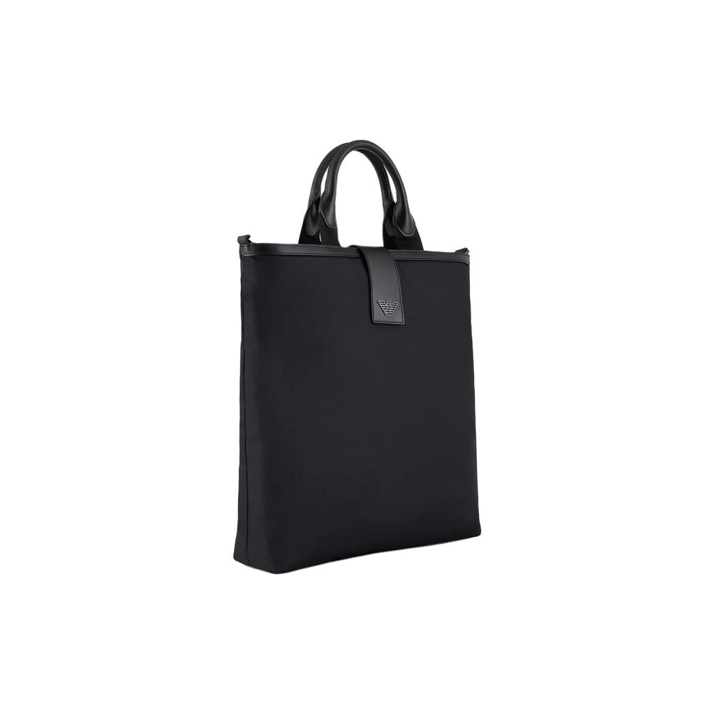 Emporio Armani Logo Zip Closure Cotton Tote Shoulder Bag Men Bags Black Y4N183-Y217J-80001