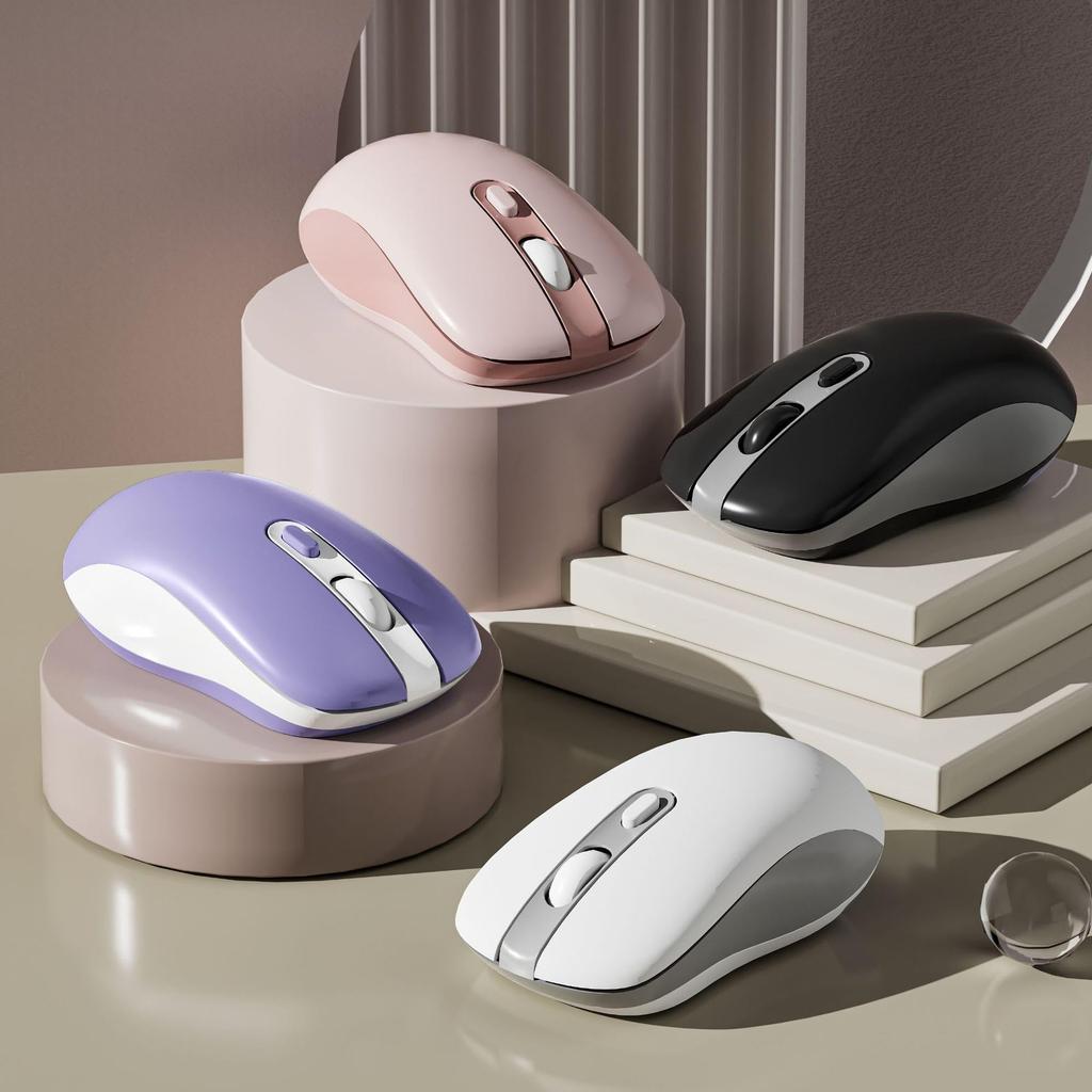 XINGEJU Wireless Mouse, Supports Simultaneous Connection to 3 Devices, Bluetooth + 2.4G Dual Mode, Type-C Rechargeable, Lightweight (66g), Quiet