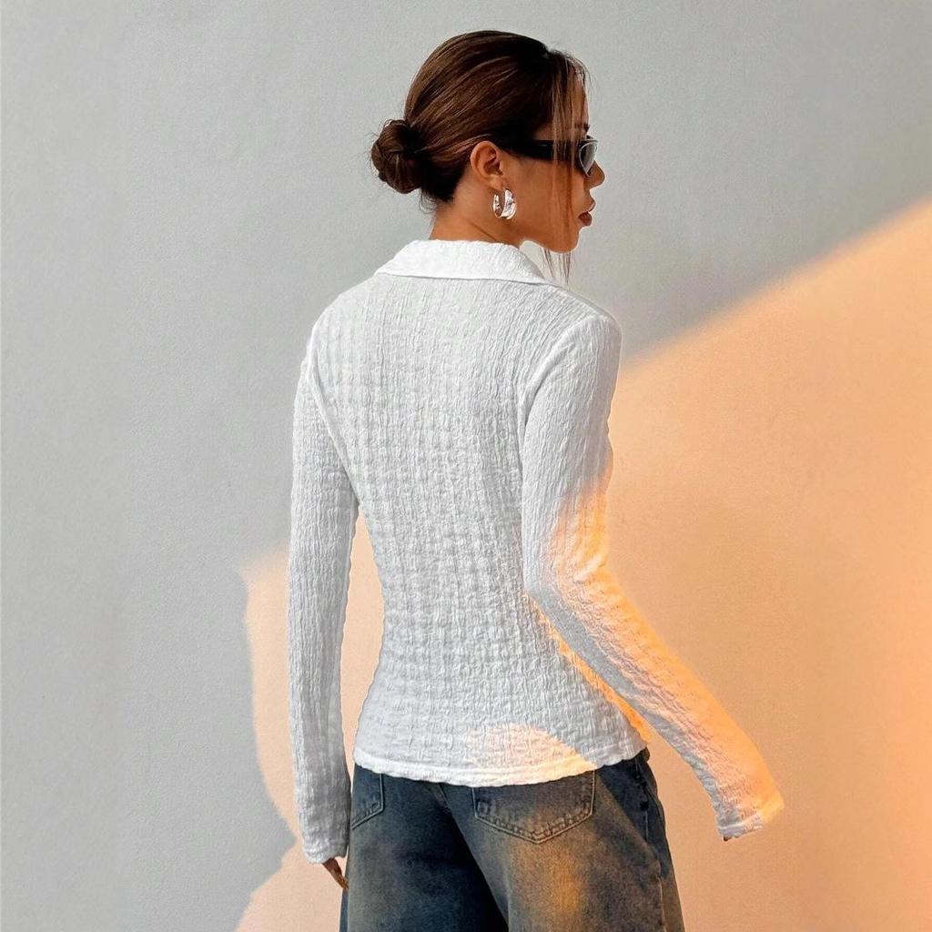 2025 European-American Women's Long-Sleeved Waist-Cinching Shirt: Niche, Fashionable, and Stylish for Spring/Summer.