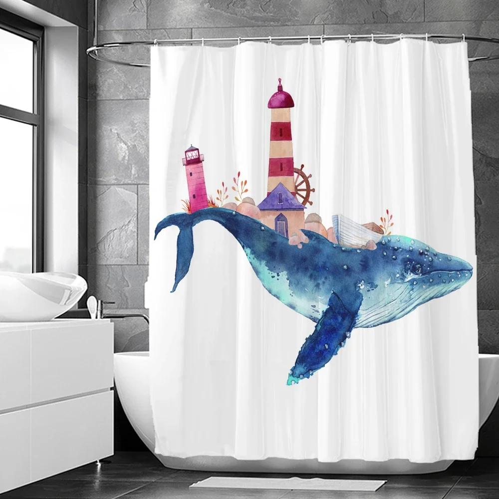 Creative Shower Curtains Printed Ocean Turtle Waterproof Bathroom Curtain Home Decor Polyester Bath Shower Curtain With Hooks