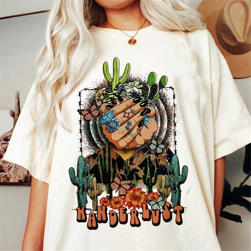 Western Denim Print T-shirt Plus Size Women Pure White Clothing Casual Trendy Short Sleeve Female O-Neck Oversize Tees