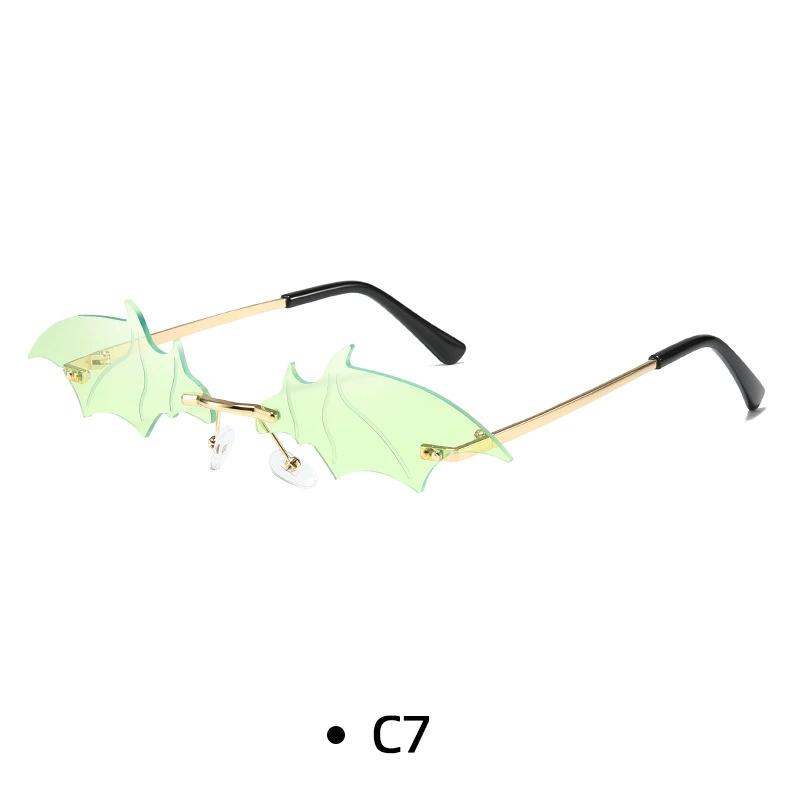 Small Cat Eye Sunglasses Women Brand New Rimless Punk Sun Glasses Bat Shape Unique Eyeglasses Men UV400 Lentes  Mujer