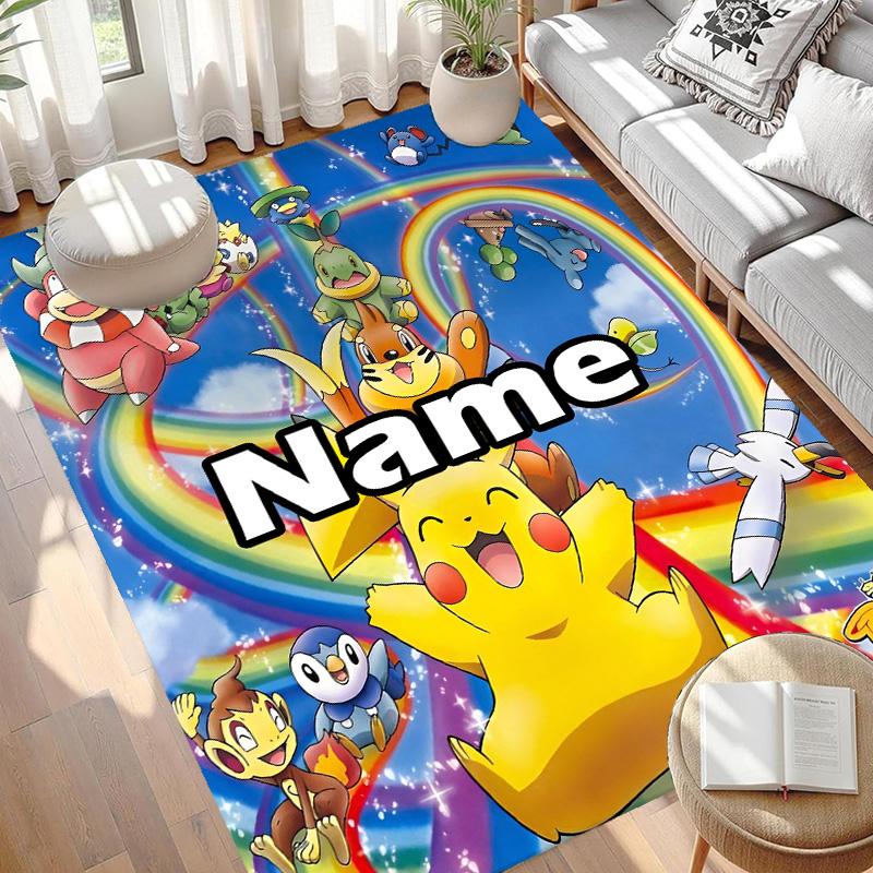 Custom Name Personalized Pokemon Print Carpet, Versatile Home Decor Rug, for Playroom, Apartment, Balcony, Entryway, Hallway Gift