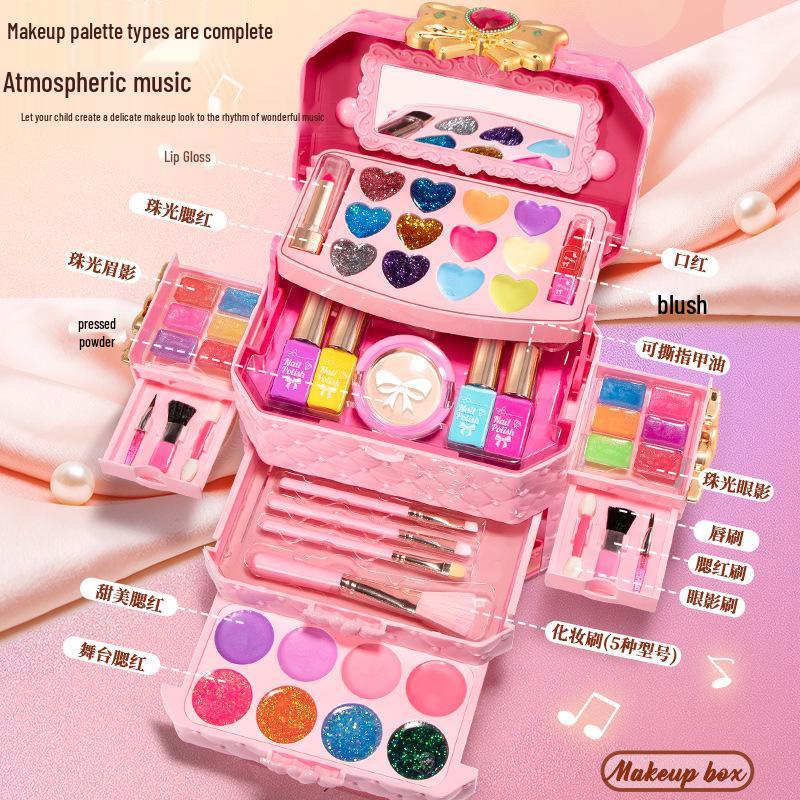 Children's Music Cosmetic Suitcase Toy Set - Little Princess Makeup & Nail Polish Gift