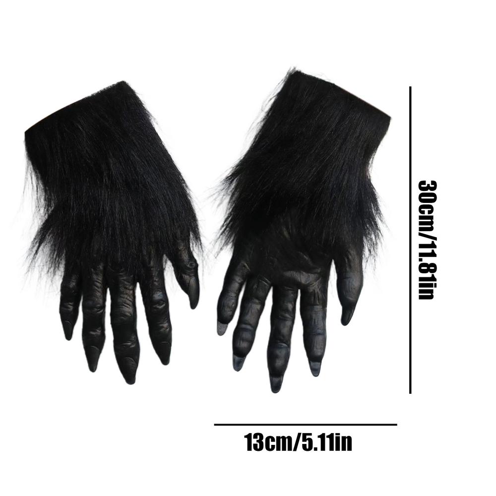 Halloween Costume Gloves 2Pcs Werewolf Gloves Wolf Claw Hands Horror Wolf Claw Gloves Suitable for Halloween Theme Party