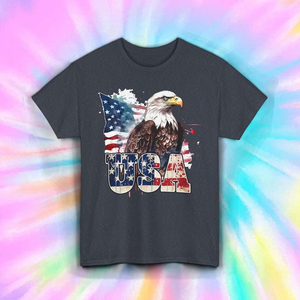 

USA Eagle Shirt American Flag Patriotic Graphic Fourth Of July Freedom Tee S-5XL 3XL