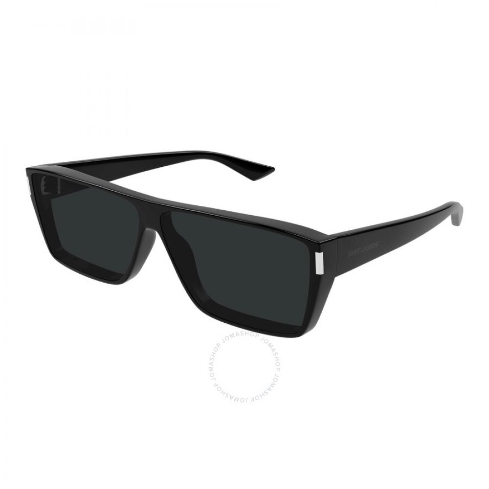Saint Laurent Black Rectangular Unisex Sunglasses Sl 757 001 64