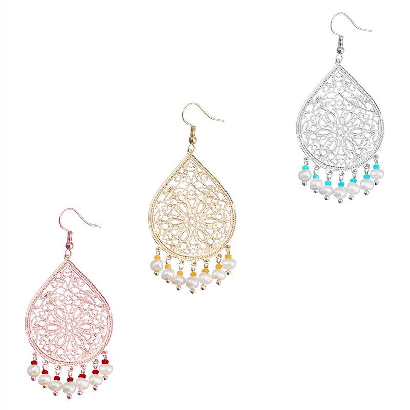 

Elegant French Retro Teardrop Rose Gold Earrings with Freshwater Pearls for Women