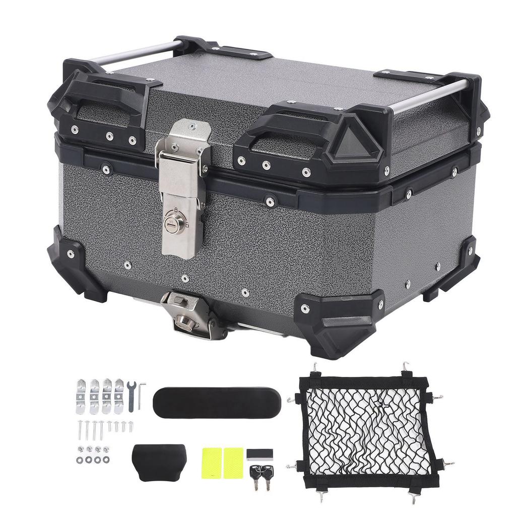 25L Motorcycle Top Case with Security Lock Waterproofing Aluminum Alloy Quick Release Trunk Top Box for Helmet Luggage